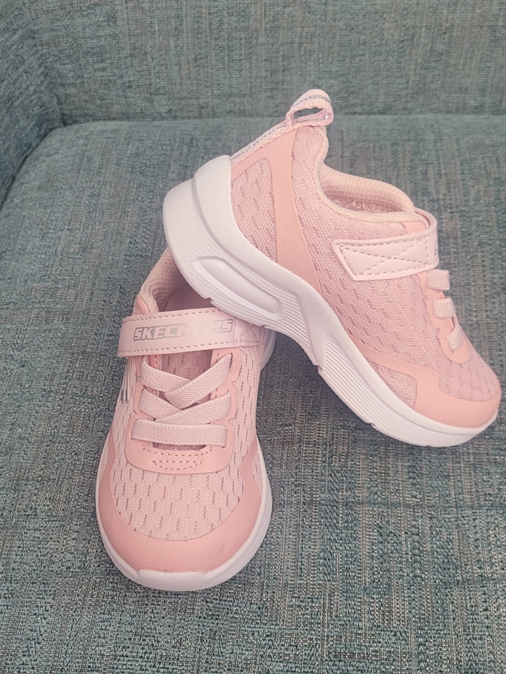 Skechers Girls' Light Pink Mesh Hook-and-Loop Sneakers